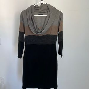 Cowl neck sweater dress